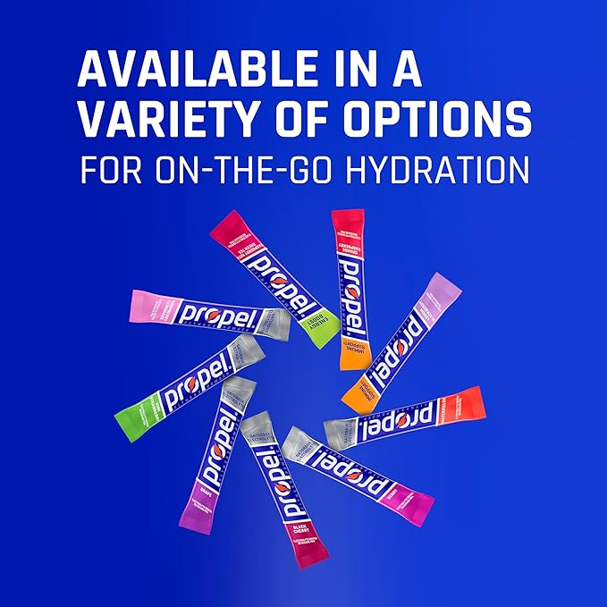 Propel Electrolyte Enhanced Water Drink Mix Powder Packets, 4 Flavor Variety Pack, Zero Calorie & Zero Sugar Hydration with Electrolytes and Vitamins C & E (50 Packets)