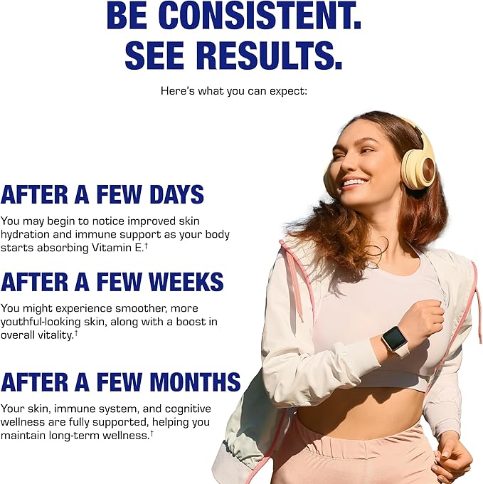 Vitamin E 400 IU Softgels - Clinical Formula Natural Vitamin E Supplement Complex with d-Alpha Tocopherol & Mixed Tocopherols for Hair Skin & Nails Plus Antioxidant Immune Support - 90 Servings