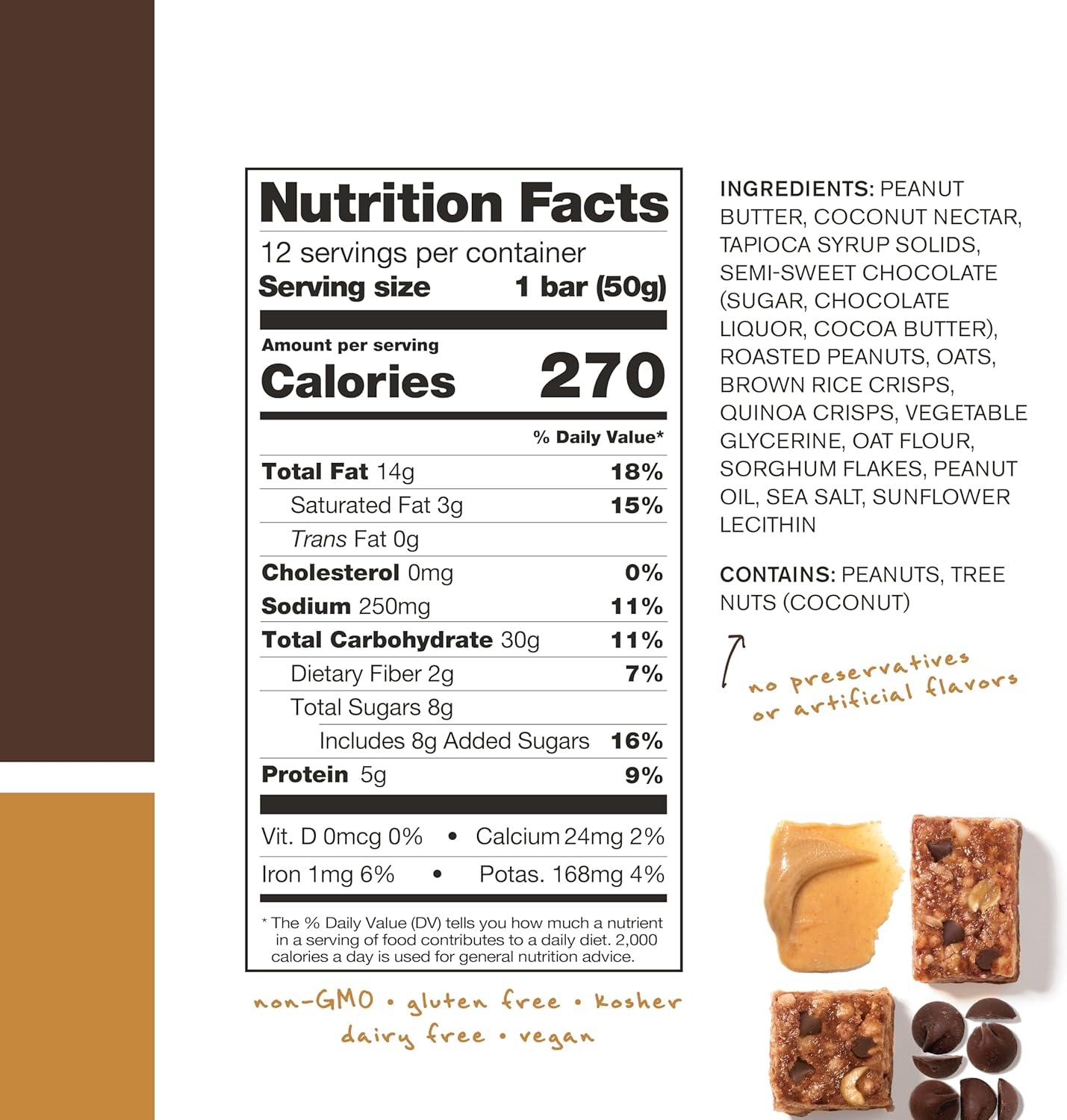 Skratch Labs Energy Bar | Peanut Butter + Chocolate (12 Pack) | Plant Based Healthy Snack | Low Sugar - 5g Protein | Non-GMO, Gluten Free, Soy Free, Vegan, Kosher