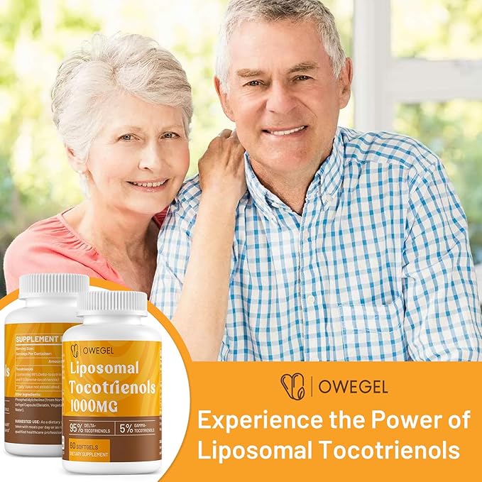 Liposomal Vitamin E Tocotrienols 1000mg - High Potency Tocotrienol Supplements,95% Delta & 5% Gamma Tocotrienols Capsules