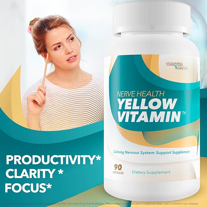 Yellow Vitamin for Nerves - Our Best Soothing Nerve Support Supplement - Vitamin B Complex for Nerve Repair - Comprehensive Nervous System Support Supplement - Lions Mane Nerve Repair Supplements