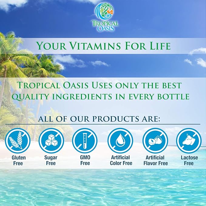 Tropical Oasis USDA Organic Liquid Vitamin C Drops for Adults & Kids | Supports Healthy Immune System | 98% Absorption Rate | Vegan | Non-GMO | Gluten Free | 60 Servings