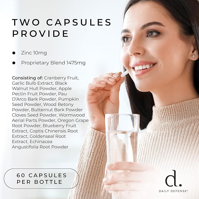 Herbal Detox with Zinc, Garlic, Wormwood, Black Walnut Hull - Gut Cleanse Detox Dietary Supplements for Women & Men, 60 Capsules