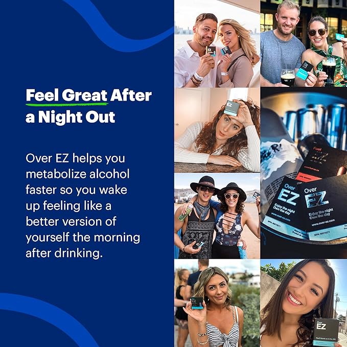 OVER EZ Pre-Drink Supplement - [$1.30 x Serving] Party Recovery & Prevention Pills for a Night Out & Better Mornings, Milk Thistle, Amino Acids, Vitamin Bs (30 Servings)