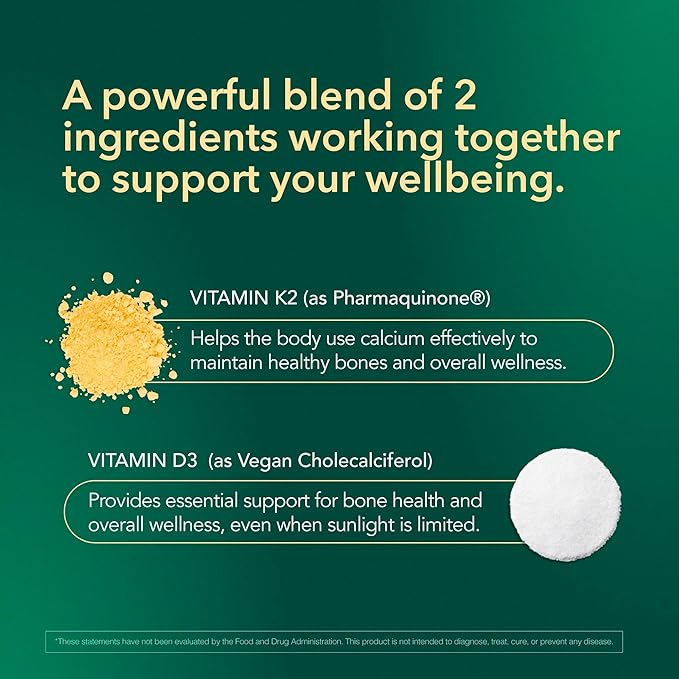 Vitamin D3 K2 Supplement 5000 IU, K2 D3 Vitamin Capsules, Vegan, Non-GMO, Gluten Free, 30 Capsules, 30 Day Supply