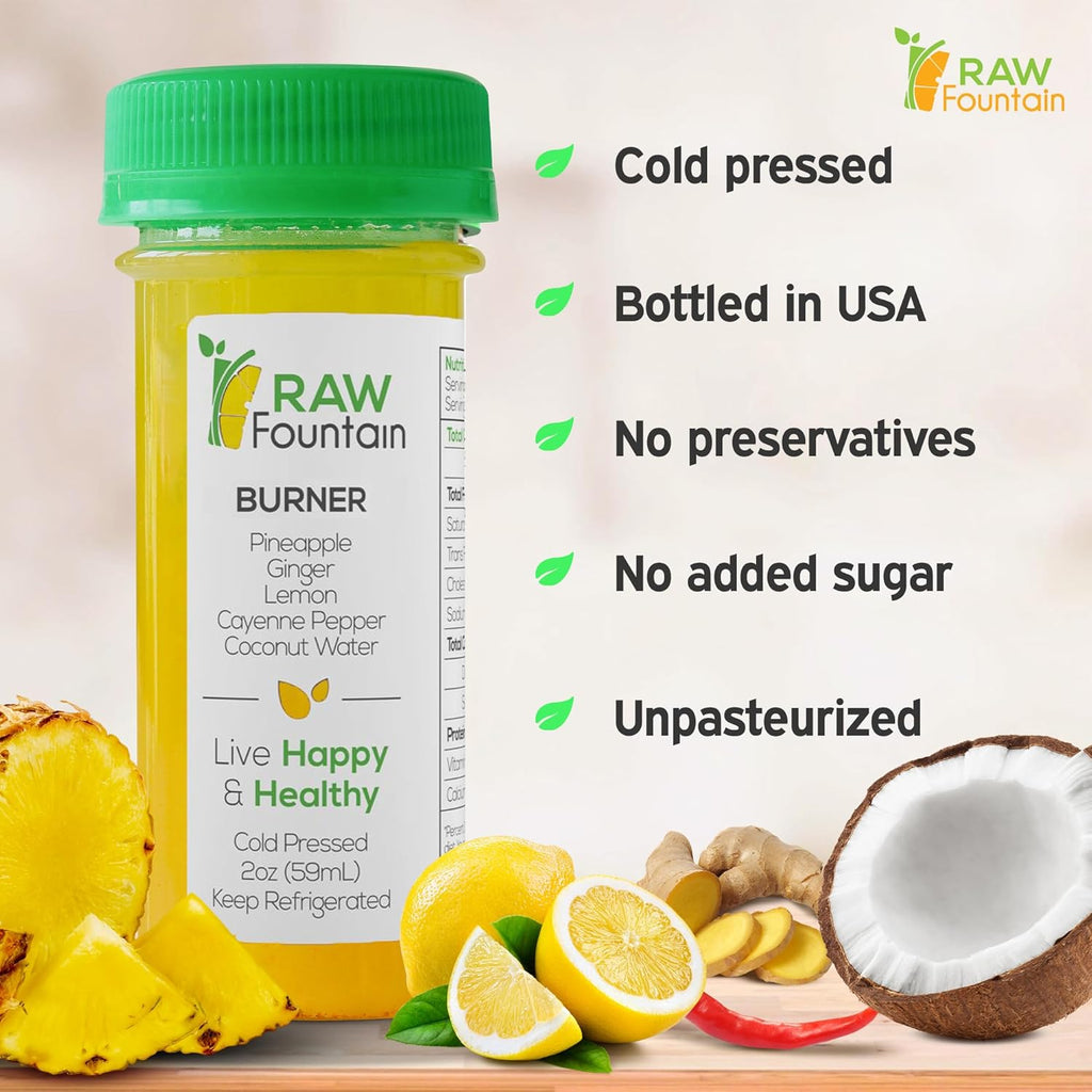 20 Immunity Shots w/Ginger, Lemon, Cayenne Pepper, Pineapple 2fl Oz, Packed w/Vitamin C, Raw & Cold Pressed, Unpasteurized, Boosts Immunity, All Natural, No Artificial Flavor