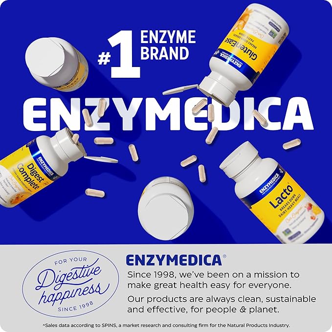 Enzymedica Lacto, Advanced Lactase Pills for Dairy Support, Helps Break Down Lactose, Casein & Fat, Dairy Relief Pills, Vegan, 180 Capsules