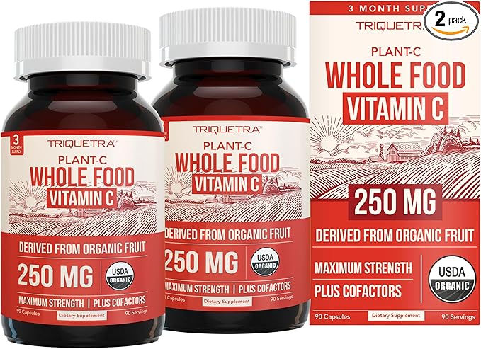 Organic Vitamin C | Whole Food Vitamin C from Fruit Plus Absorption Enhancing Cofactors - Vegan, Enhanced Bioavailability - Immune Support, Antioxidant, Total Health (90 Servings) - 2-Pack
