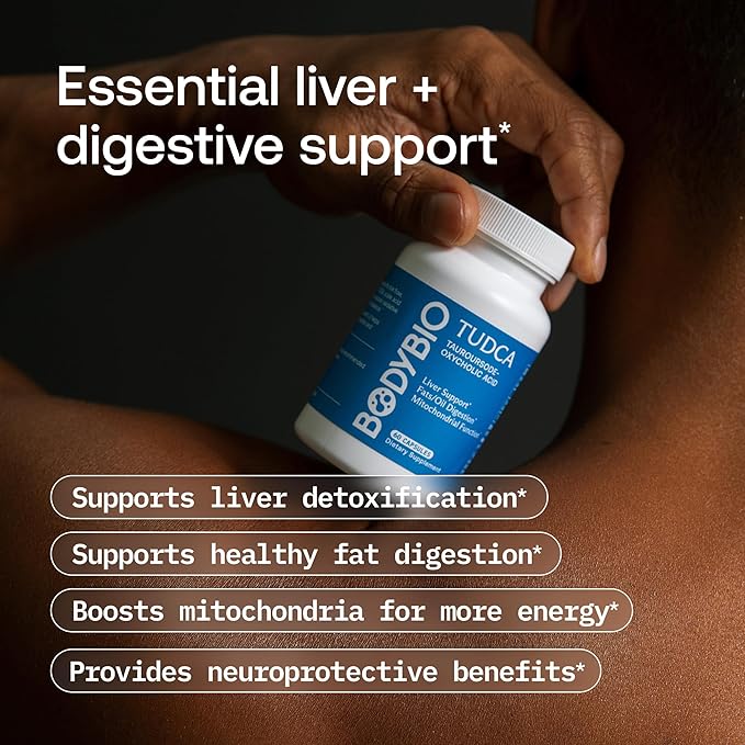 BodyBio TUDCA - Pure Tauroursodeoxycholic Acid Supplement - Support Bile Flow, Fat Metabolism & Liver Detox