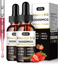 Vitamin B12 Liquid Drops Sublingual 10000 mcg, Triple B-12 Complex Supplement, Methyl & Methylcobalamin Blend for Women & Men, Mood & Energy Booster, Metabolism & Health Support, 2 Pack