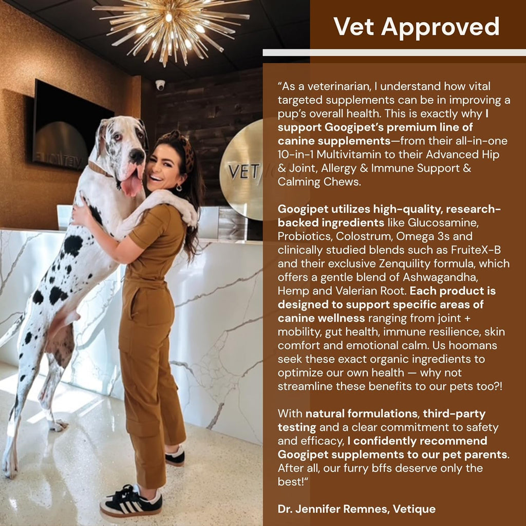 Googipet Premium 10 in 1 Dog Vitamins Multivitamin Chewable with Probiotics for Gut Health, Dog Vitamins and Supplements w/Vitamin C & Glucosamine for Joint Support (Chicken & Vegetable Flavor)