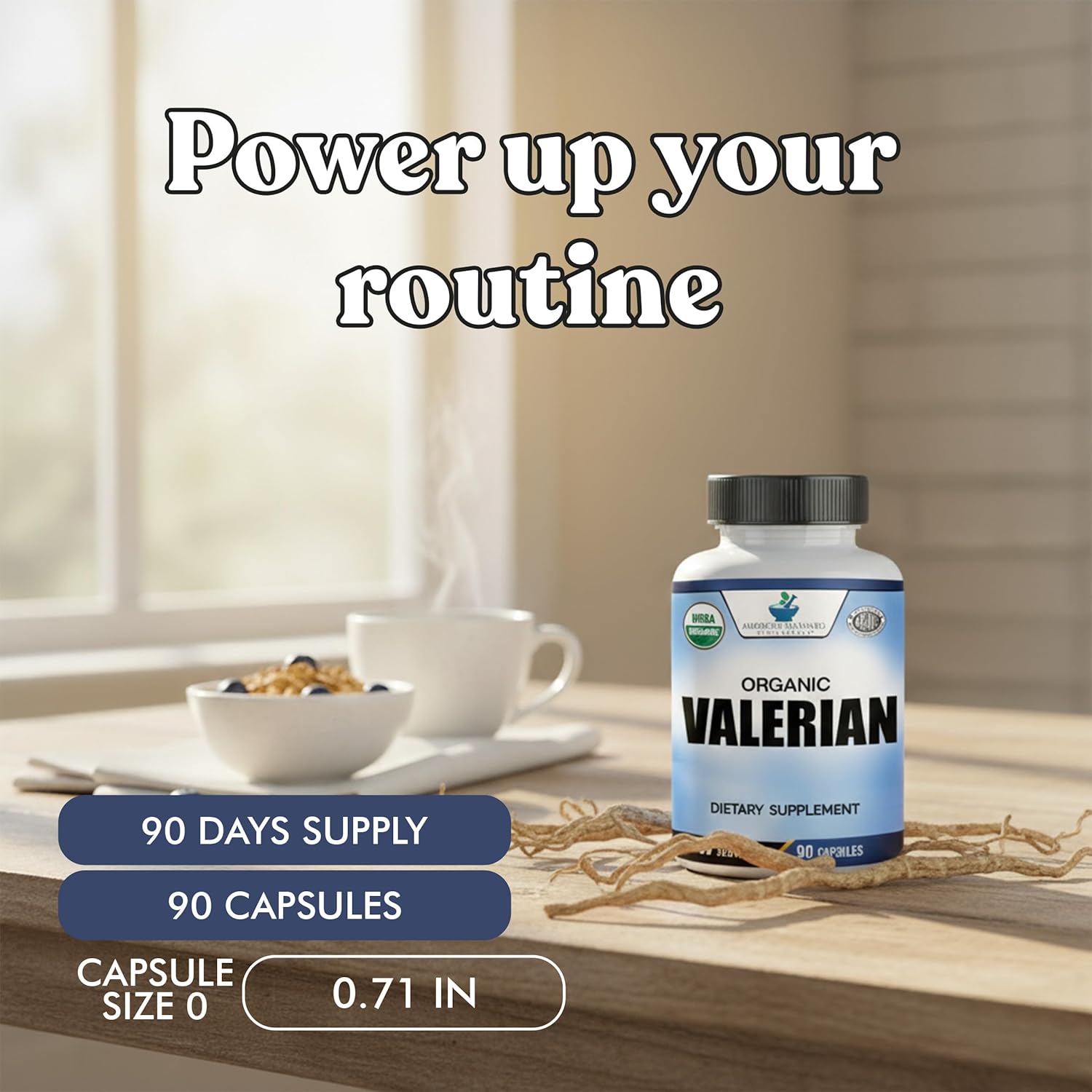 American Standard Supplements Organic Valerian – Vegan, Gluten Free, Non-GMO, 90 Capsules, 90 Servings