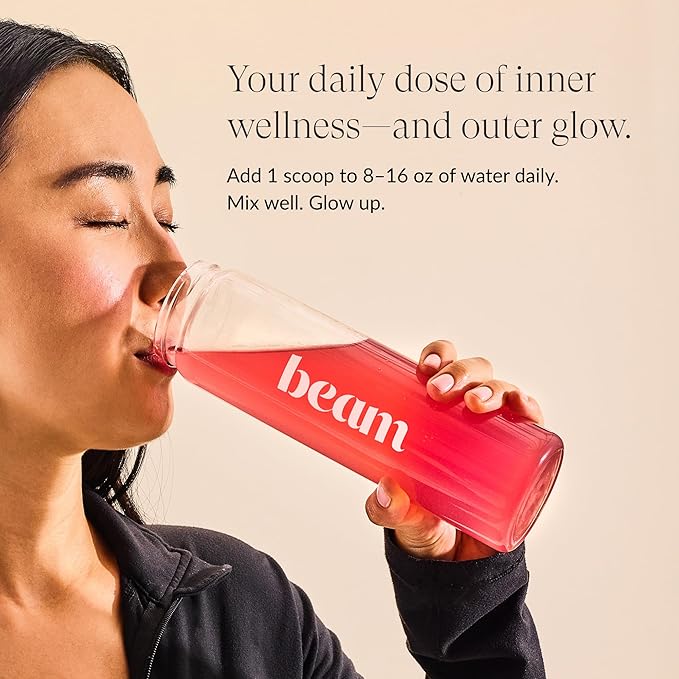 Beam Glow, Hormone Balance for Women, Thyroid Support for Women, Natural Hormone Support Powder with Selenium and Bromelain, PMS Relief, Energy, Hair Skin & Nails, Vegan, No Sugar, 15 Servings