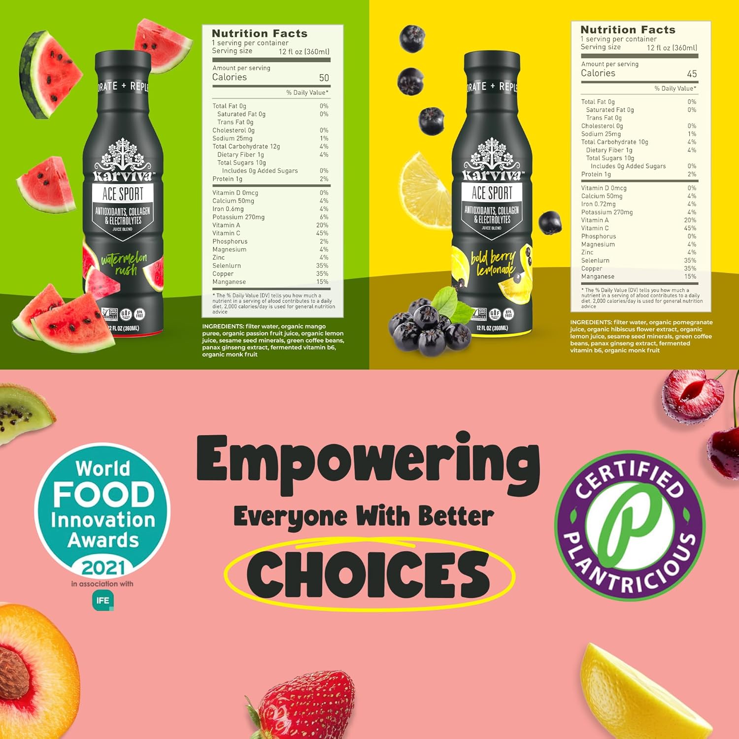 Karviva Organic Juice Cleanse & Skin Glowing Pack – Detox & Collagen Boost, Low-Sugar, High Fiber, Antioxidants & Vitamins – Ancient Remedies For Weight Control & Sugar Detox, 1–3 Day Use (6 BPA-Free Bottles, 12 oz)