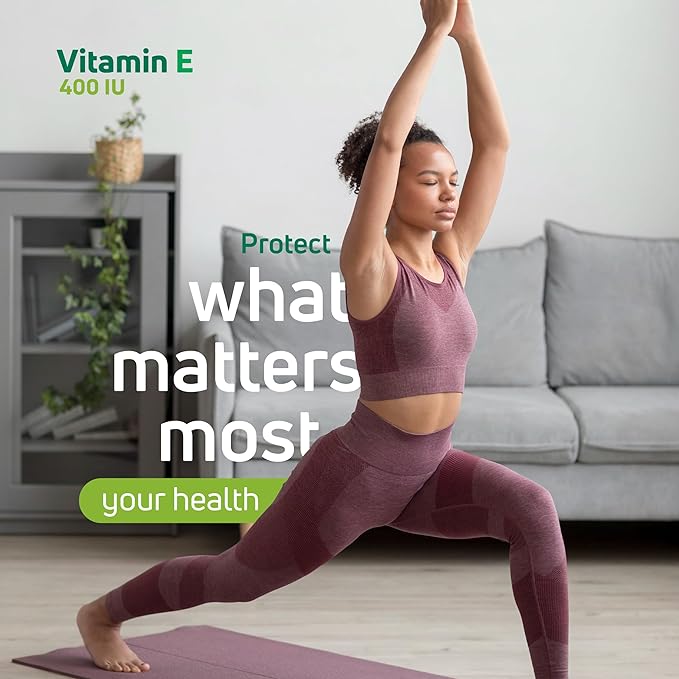 Vitamin E 400 IU Softgels – 180mg Vitamin E (as DL-Alpha-tocopheryl Acetate) – Antioxidant Support, Skin & Hair Health, 100 Softgels – Vitamin E Complex Formula - Gluten-Free