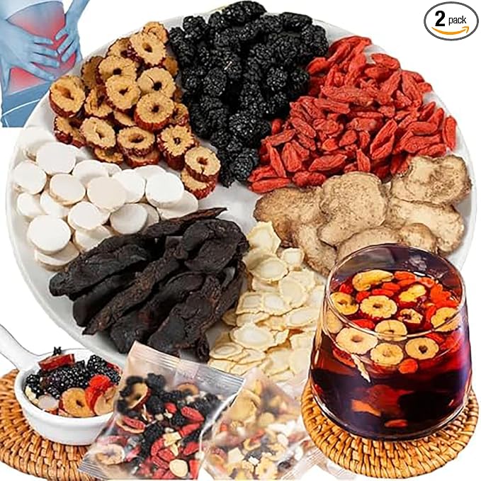 Ginseng Mulberry Herbal Tea, 20 bags Kidney Tea Formula Ginseng Six Treasure Tea, Organic Liver Support & Kidney Cleanse -Healthy Cleansing for Men & Women, Te Para Limpiar Los Riñones (20bag/2boxes)