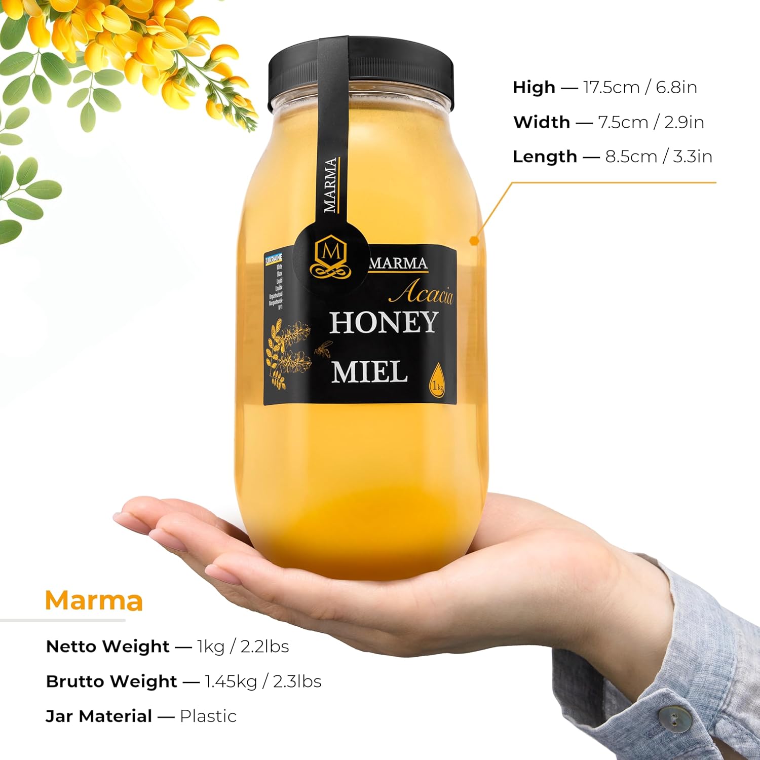 HONIGMA® Raw Honey | Exquisite Taste | 100% Pure | Unpasteurized | Unfiltered | Partially crystallized | 35.2 Ounce | Pack of 2
