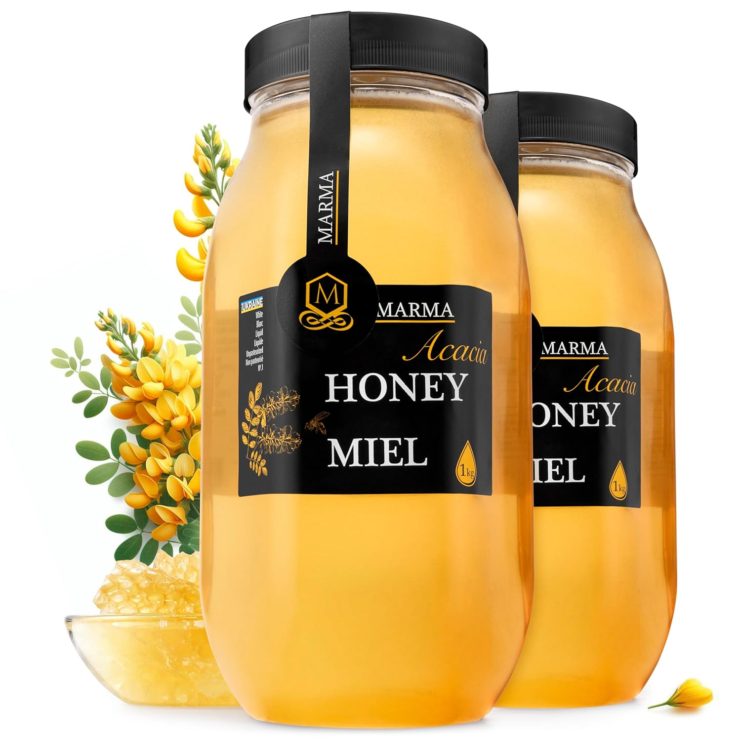 HONIGMA® Raw Honey | Exquisite Taste | 100% Pure | Unpasteurized | Unfiltered | Partially crystallized | 35.2 Ounce | Pack of 2