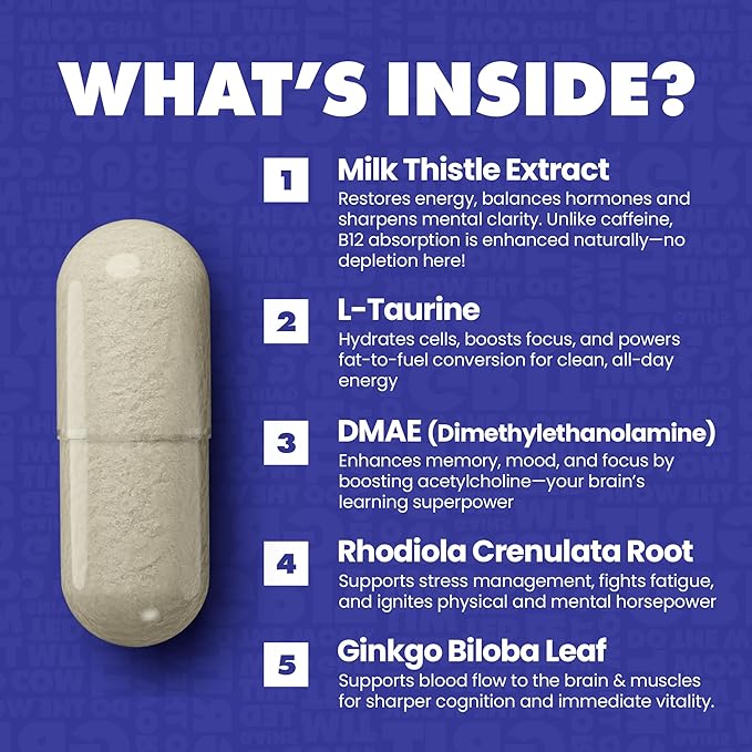 Gains in Bulk Elevated Nootropic Herbal Energy Supplements with Ginkgo Biloba, B Vitamins, DMAE, Clean Energy & Focus Supplement, Supports Digestive Health, Cognitive Brain Health, Vegan, 60 Capsules