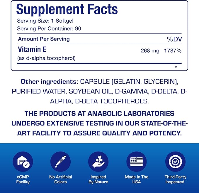 Vitamin E 400 IU Softgels - Clinical Formula Natural Vitamin E Supplement Complex with d-Alpha Tocopherol & Mixed Tocopherols for Hair Skin & Nails Plus Antioxidant Immune Support - 90 Servings