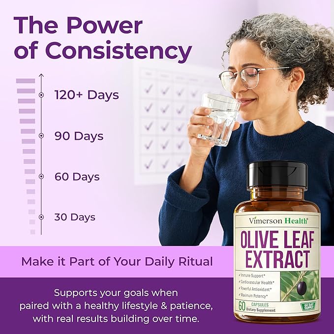 Olive Leaf Extract Capsules – 750 mg Standardized to 150 mg Oleuropein – Polyphenol Antioxidants for Cardiovascular Health and Immune Support Supplement – Vegan Herbal Supplements – 60 Capsules