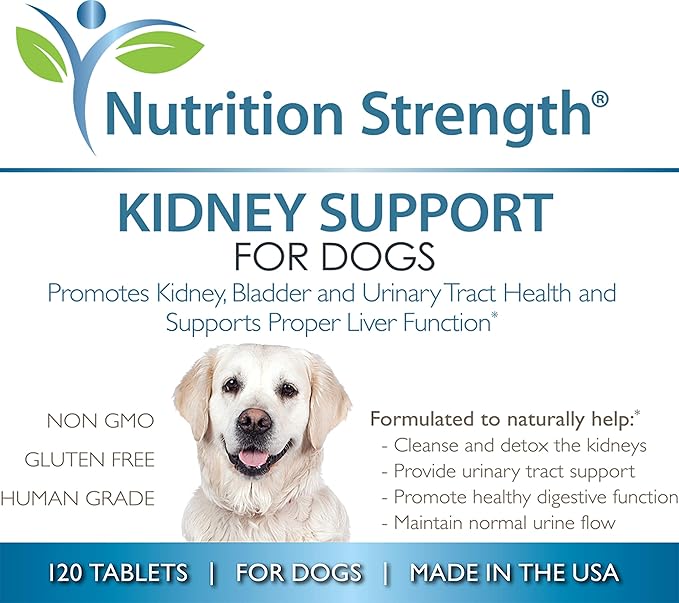 Kidney Support for Dogs - Renal, Bladder and Urinary Tract Health Supplement, Plus Immune and Digestive Support, with Organic Cranberry and Astragalus, 120 Chewable Tablets
