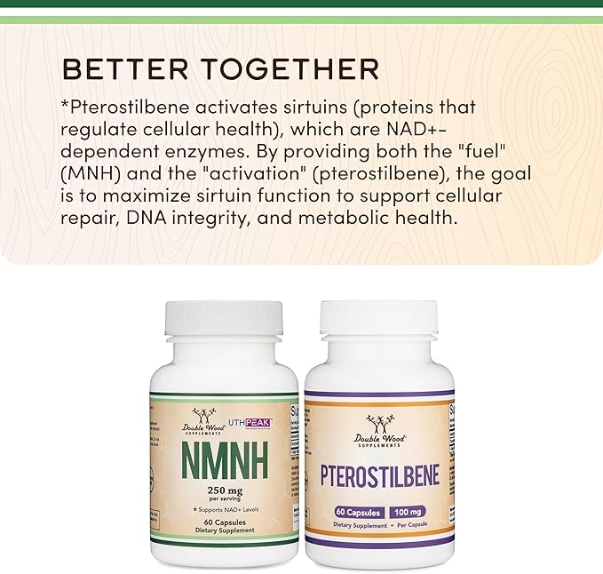 NMNH (NMN Supplement Alternative) Only Clinically Studied Ingredient - Boosts NAD+ Levels for Anti Aging and Cell Regeneration by Double Wood