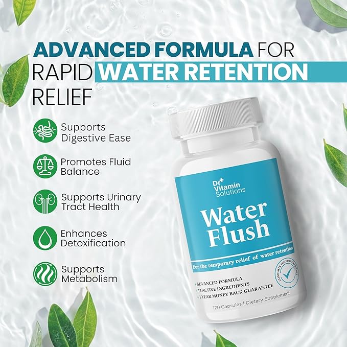 Diuretic Water Pills for Weight Control - Instant Relief from Bloat and Swelling - Green Tea, Cranberry, Dandelion Leaf Extract - Water Retention Pills for Women & Men, 120 Caps