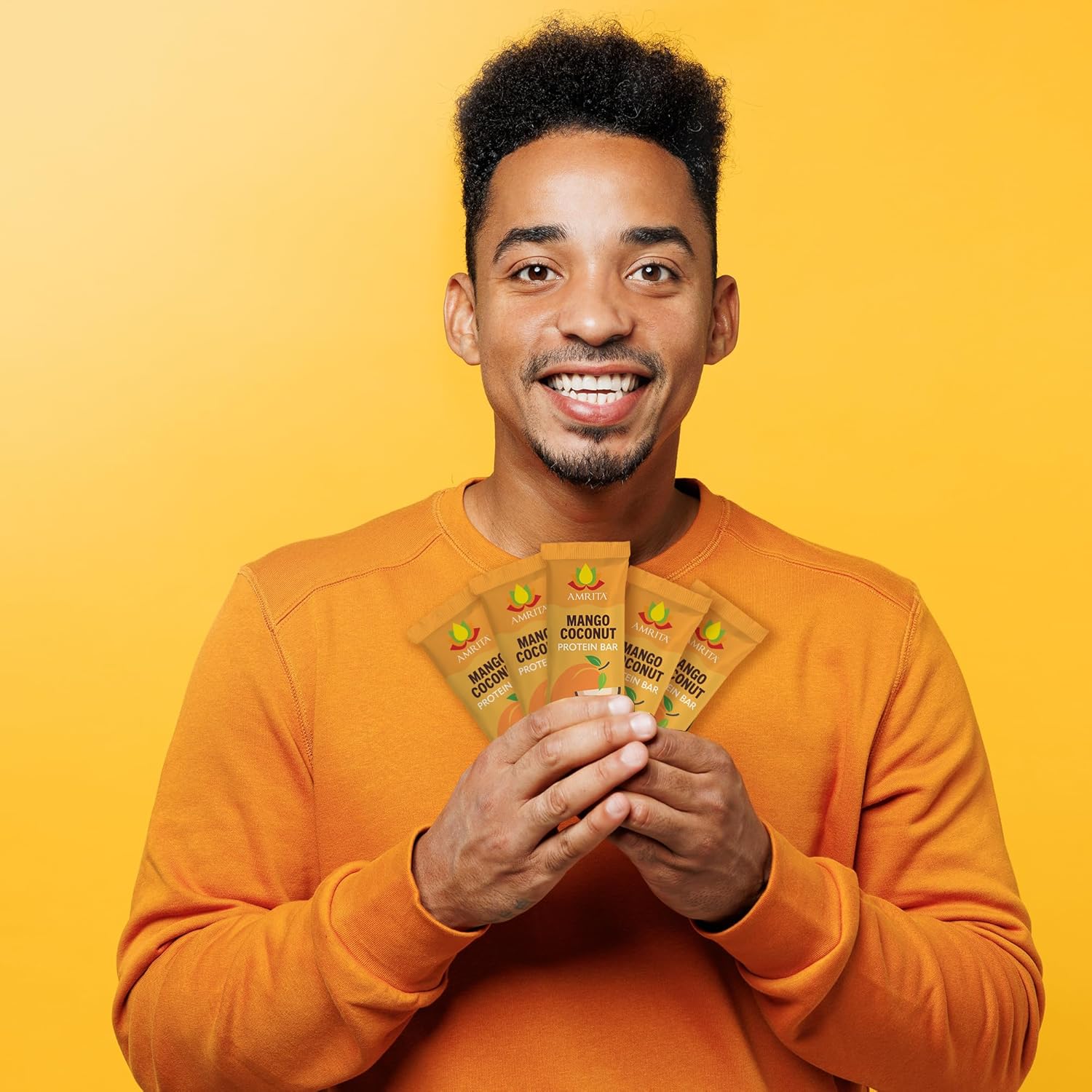 Amrita Nut Free Mango Coconut Vegan Protein Bars (12 Count) | 11g Plant-Based Protein Bar | Peanut Free, Gluten Free, and Dairy Free | Low Sugar, High Fiber, Healthy School-Safe Snacks