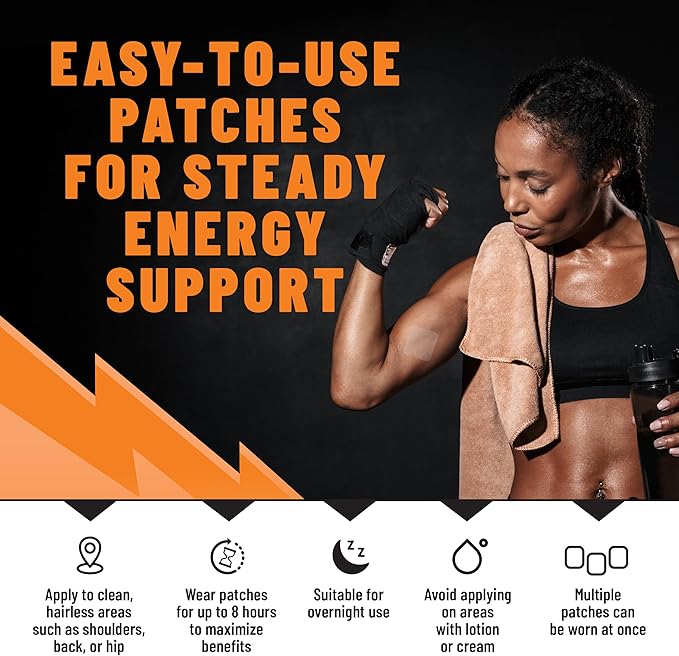 Energy Patches with Vitamin B12-36 Pcs | Energy, Mental Focus & Vitality | Perfect Active Lifestyles, Fitness, Workouts, Travel & Daily Use