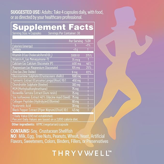 Jointly for WOMEN – All-in-one Joint Bone & Cartilage Supplement – Glucosamine Chondroitin MSM Turmeric Boswellia Collagen Vitamin D Calcium Hyaluronic Acid Magnesium & Isoflavones – 120 Capsules