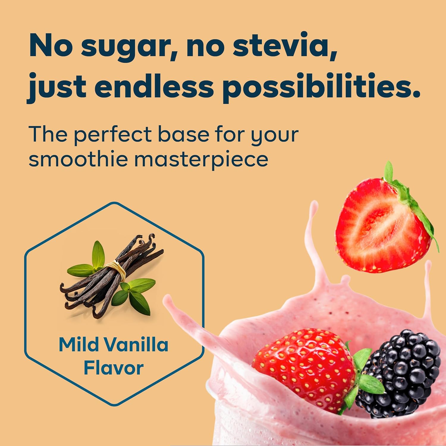 Goode Health Unsweetened Vanilla Smoothie Base - Complete Plant Protein, Methylated Vitamins, No Sugar or Sweeteners, Perfect for Custom Smoothies - 25 Servings