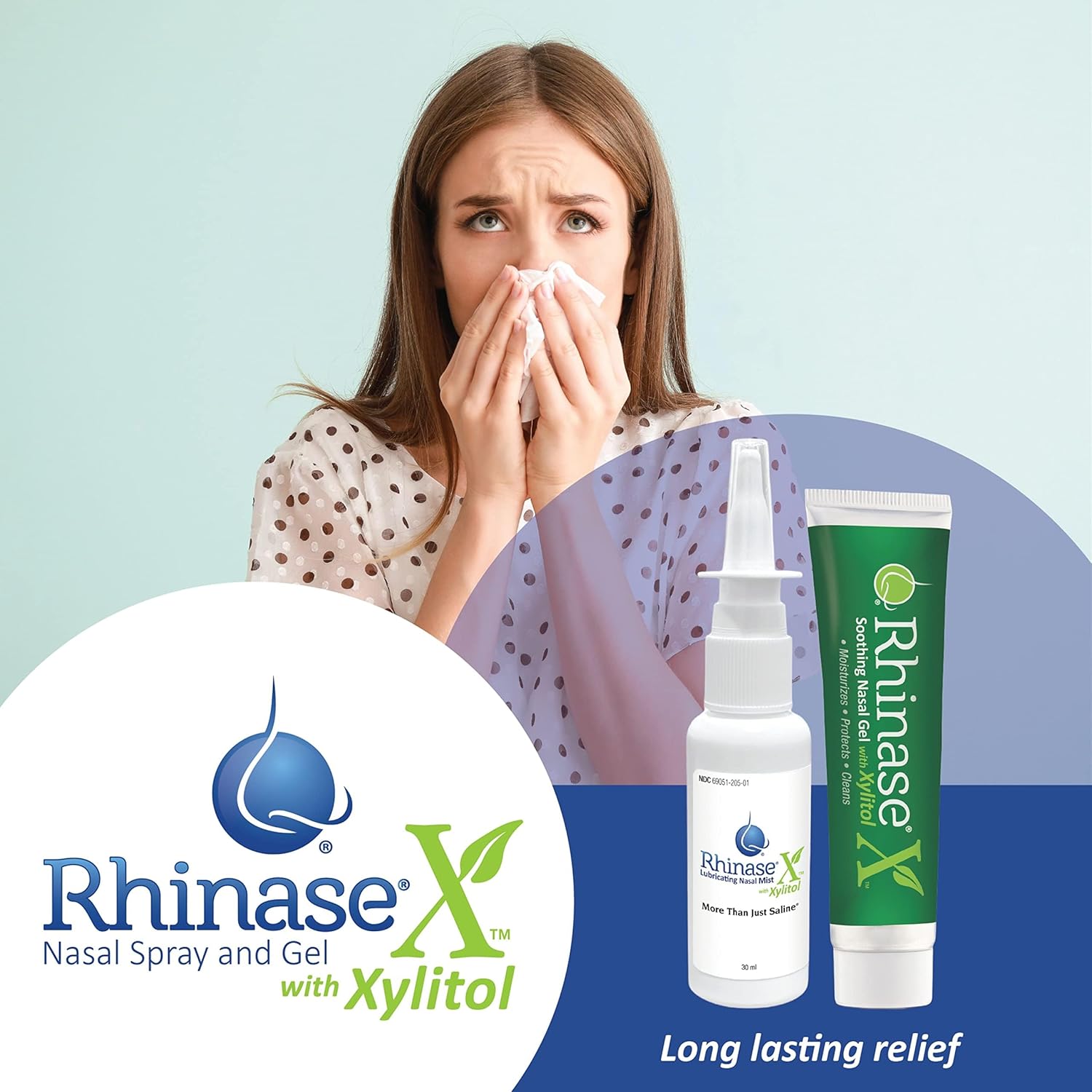 Rhinase X Lubricating Nasal Mist Spray with Xylitol | Long Lasting Symptom Relief from Nasal Dryness | Less Sneezing, Itchiness, Nasal drip and Congestion
