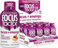 Focus Factor Focus + Energy Shots - 12 x 2oz Bottles (Tropical Punch Flavor) - Powered by Nootropics with Caffeine, L-Theanine, Ginkgo, Bacopa, L-Tyrosine, Alpha GPC