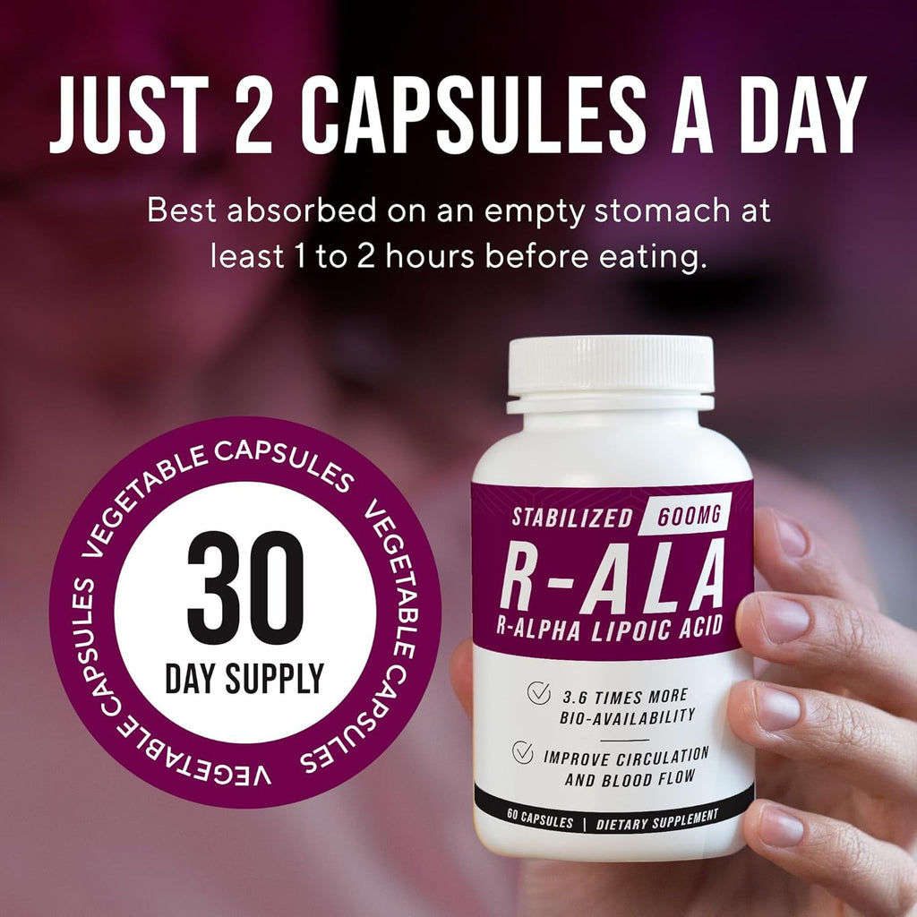 NERVE RENEW R-ALA Stabilized R Alpha Lipoic Acid 600mg Nerve Support Supplement 3 Pack