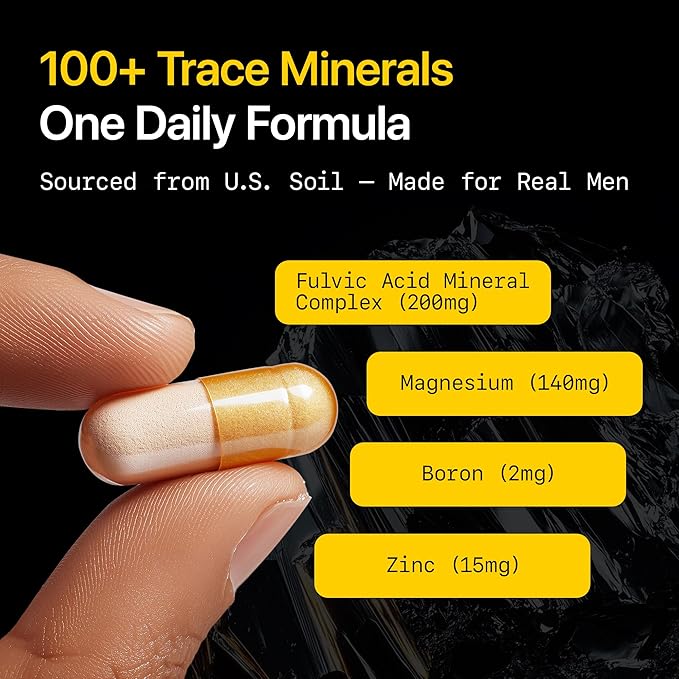 Menerals Mens Multivitamin – Powerful All in One Mineral Supplement for Men – Natural Trace Minerals with Fulvic Acid from Rich American Soil – Supports Daily Energy, Vitality, Focus, and Mens Health