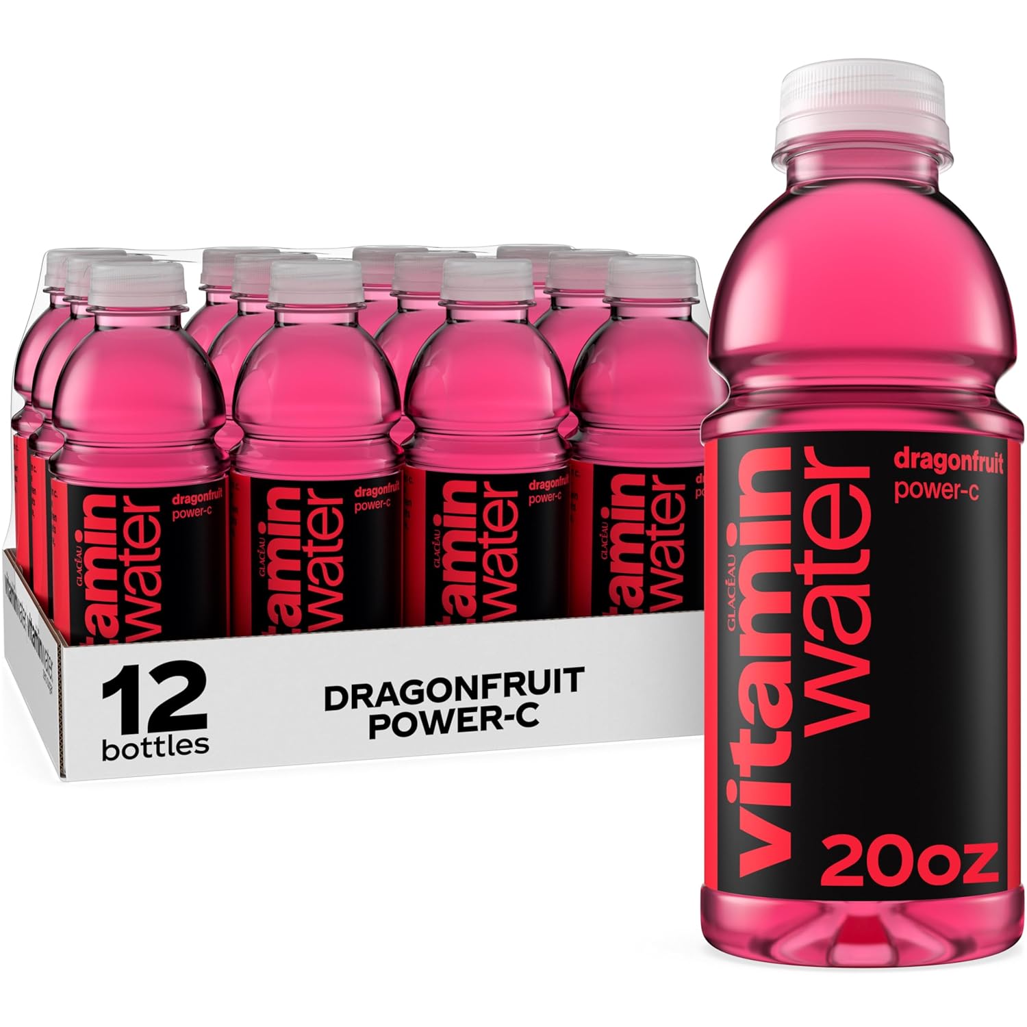 vitaminwater Power-C Dragonfruit Nutrient Enhanced Flavored Water Beverage, 20 fl oz Bottles, 12 Pack