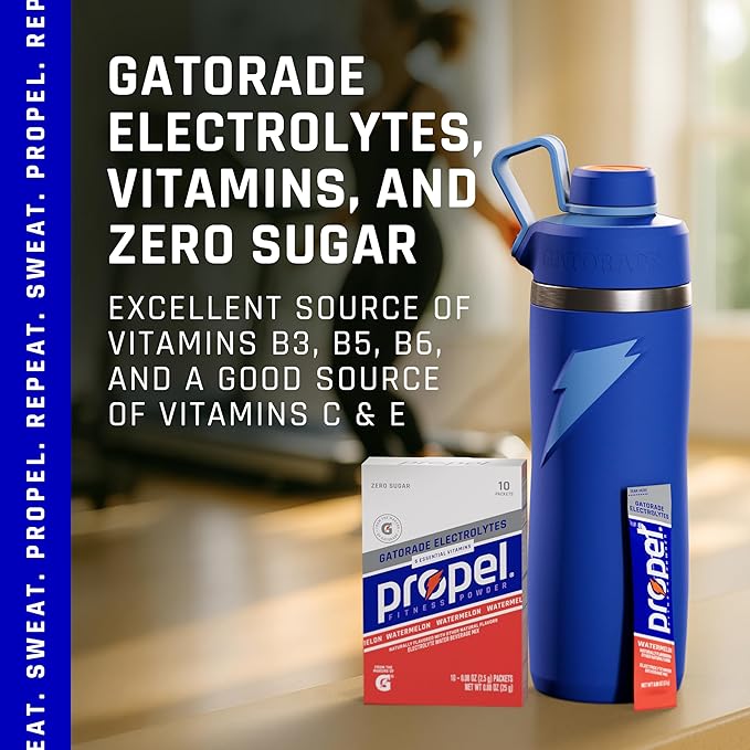 Propel Electrolyte Enhanced Water Drink Mix Powder Packets, 3 Flavor Variety Pack, Zero Calorie & Zero Sugar Hydration with Electrolytes and Vitamins C & E (50 Packets)