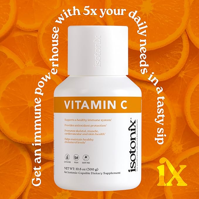Isotonix Vitamin C Powder – 500 mg Buffered Vitamin C with Beta Carotene & Potassium for Antioxidant, Immune & Heart Support, Isotonic, Vegan, Gluten-Free, 90 Servings