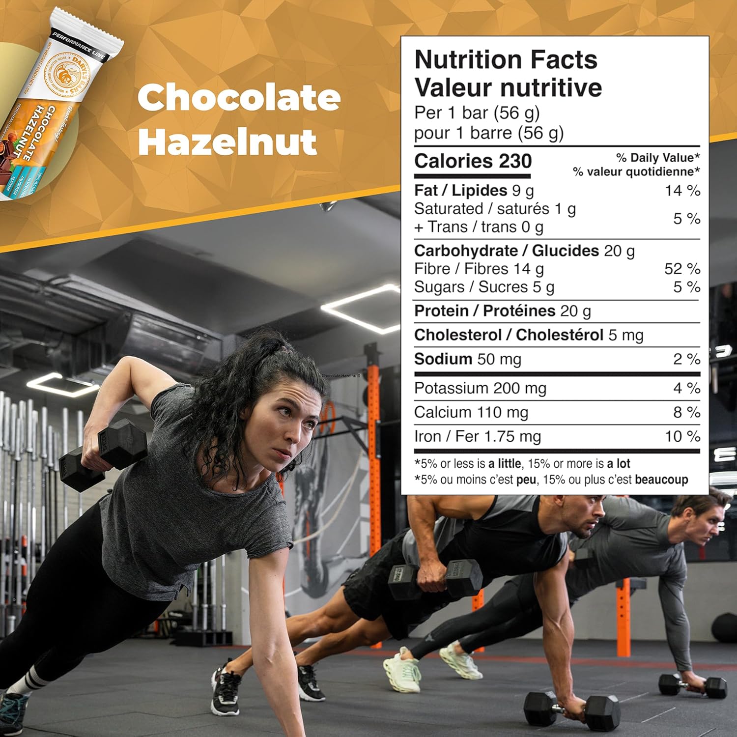 Daryl's Bars, Chocolate Hazelnut On the Go Whey Protein Bars, Gluten Free, 20gr of Protein Snack, Meal Replacement, Pack of 1