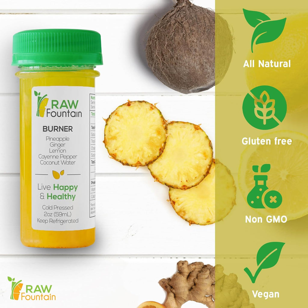 20 Immunity Shots w/Ginger, Lemon, Cayenne Pepper, Pineapple 2fl Oz, Packed w/Vitamin C, Raw & Cold Pressed, Unpasteurized, Boosts Immunity, All Natural, No Artificial Flavor