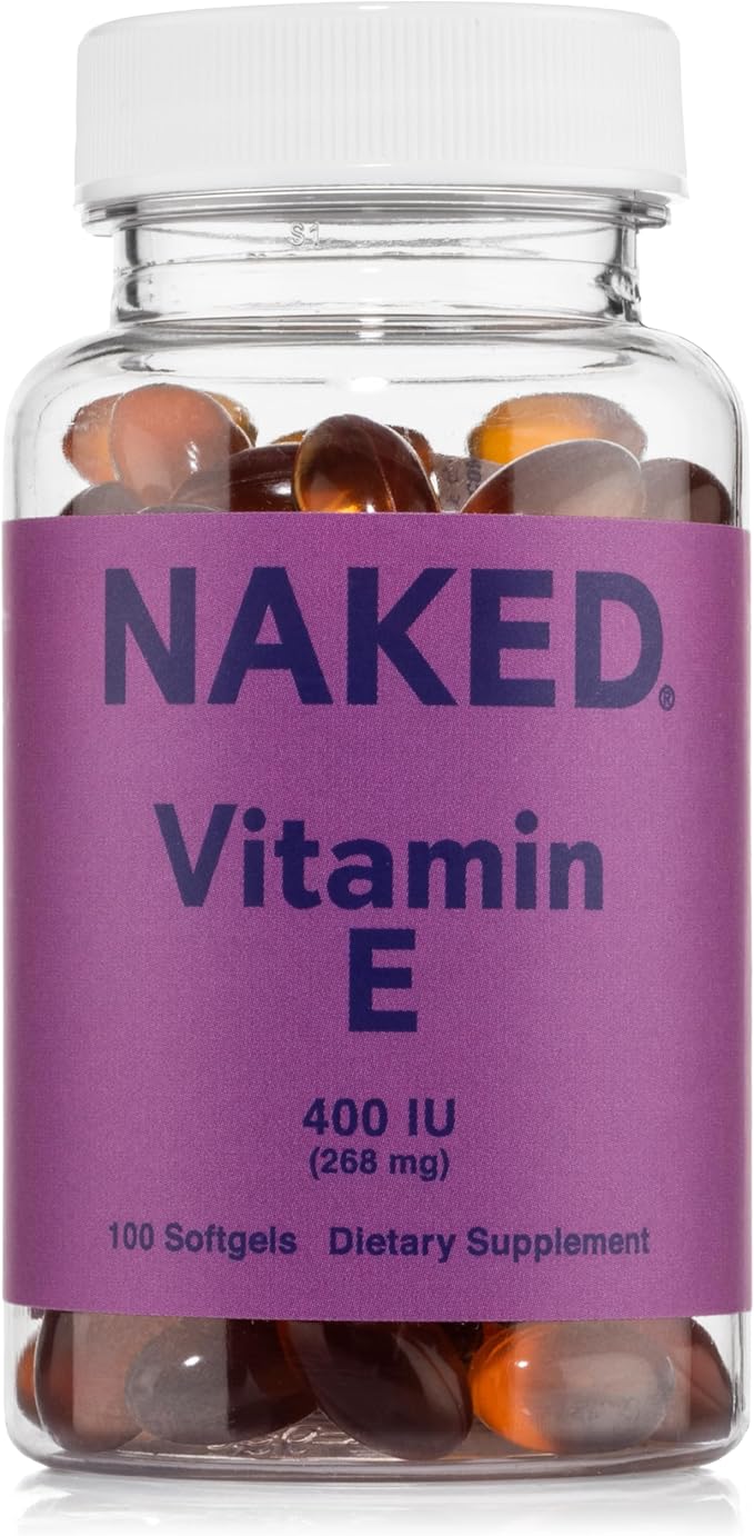 Naked Vitamin E 400 IU – Natural Vitamin E Supplement with Mixed Tocopherols for Antioxidant Support and Skin Health – 100 Softgels