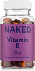 Naked Vitamin E 400 IU – Natural Vitamin E Supplement with Mixed Tocopherols for Antioxidant Support and Skin Health – 100 Softgels