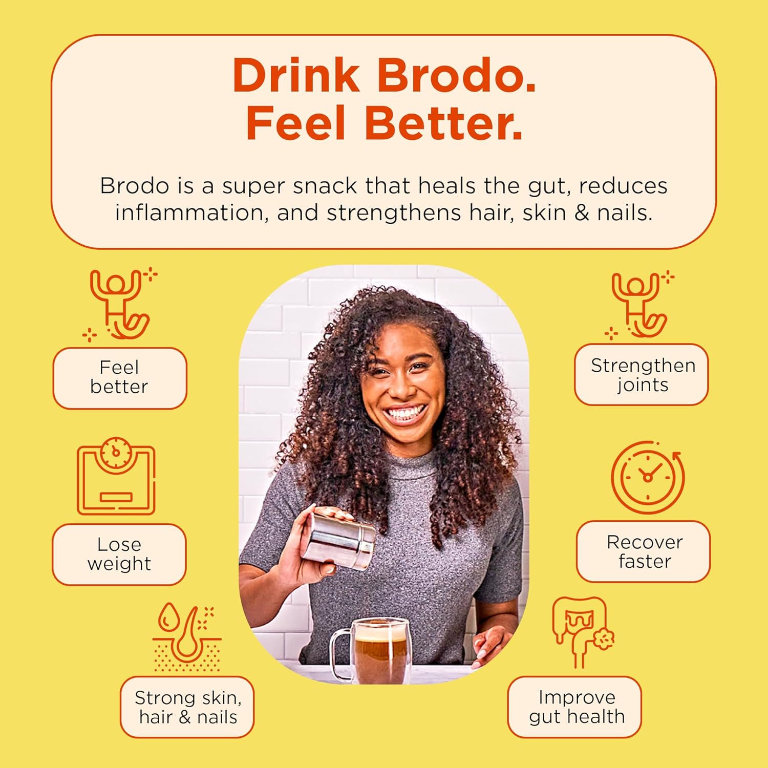 Brodo Deeply Rooted Organic Chicken Broth with Turmeric & Ginger, Nutrient-Rich Chicken Bone Broth Organic, High in Protein and Collagen for Wellness and Cooking, (6X 8.3 oz. Pouches)