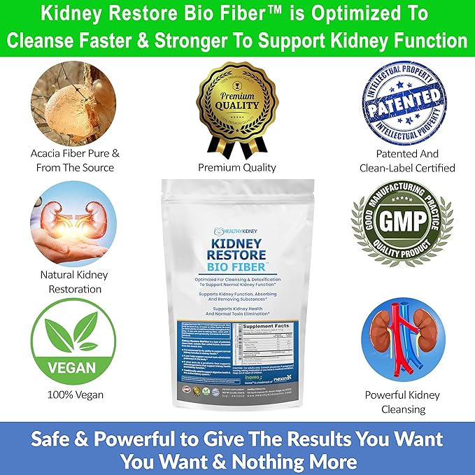 Bio Fiber, Kidney Cleanse Detox & Repair - Restorative Kidney Support & Kidney Supplement to Remove Waste, Kidney Health Supplement - Add to Tea for Kidney Health - 2.5 LBS