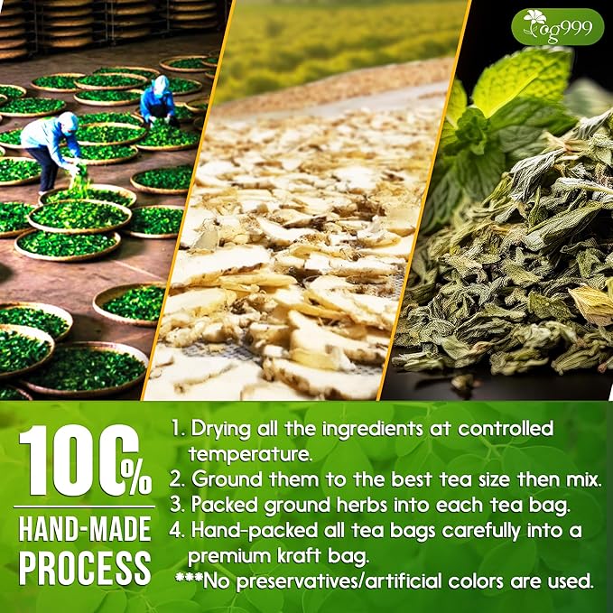 TOG999, Premium Moringa Ginger Peppermint Herbal Tea – 60 Tea Bags – Caffeine-Free, Plant-Based, Non-GMO, Naturally Refreshing Flavor, No Artificial Additives, No Sugar, No Gluten. Vegan