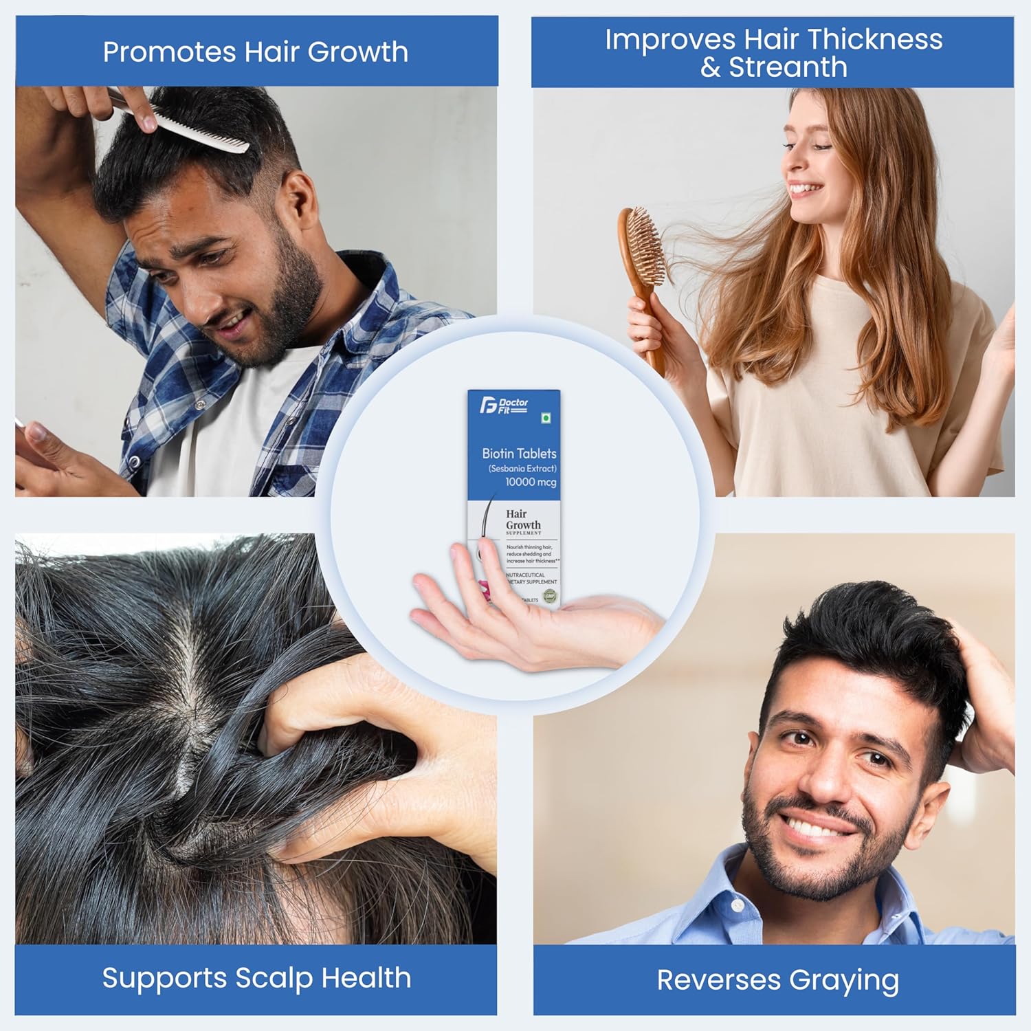 Pro Advanced Hair ReGrowth Supplement 180 Tablets For Women & Men (6 Months Supply - 6Pack x 30Tab)