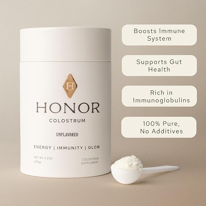 Colostrum Powder with IgG Antibodies – Unflavored Dietary Supplement, Clean Formula, Whole Food Nutrition – 60 Servings