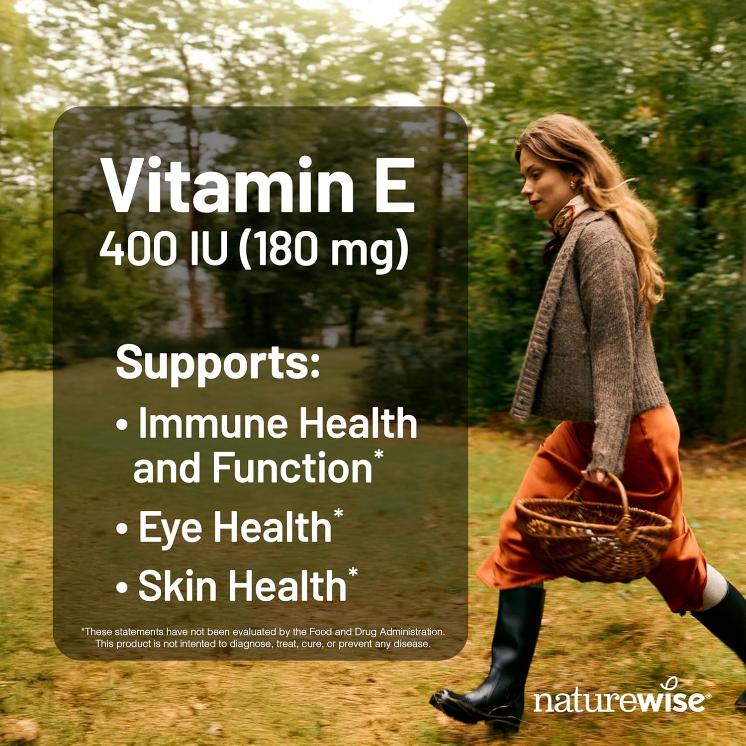 NatureWise Vitamin E 400 IU Softgels (180mg DL-Alpha) - Dairy, Gluten, and Soy Free, Non-GMO Antioxidant Dietary Supplement for Skin, Heart, Eye, and Immune Health Support - 2-Month Supply, 60 Count