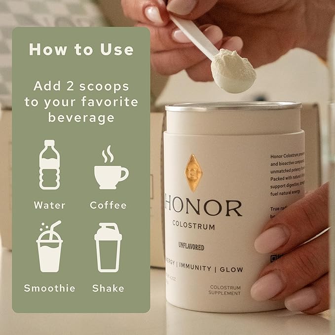 Colostrum Powder with IgG Antibodies – Unflavored Dietary Supplement, Clean Formula, Whole Food Nutrition – 60 Servings